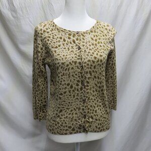 Women's Long Sleeve Animal Print Button Down Sweater